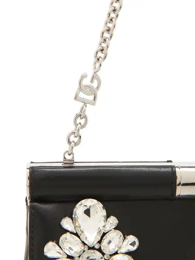 Dolce & Gabbana Women's Marlene Crystal-Embellished Leather Shoulder Bag - Nero | Thumbnail 7 Dolce & Gabbana Women's Marlene Crystal-Embellished Leather Shoulder Bag - Nero | Thumbnail 7