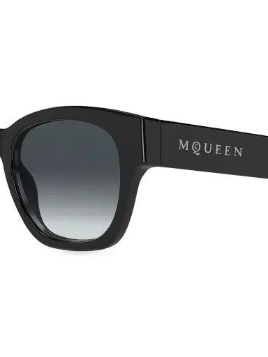 Alexander McQueen Men's Logo 49MM Square Sunglasses - Black | Thumbnail 4