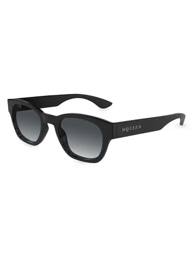 Alexander McQueen Men's Logo 49MM Square Sunglasses - Black | Thumbnail 1