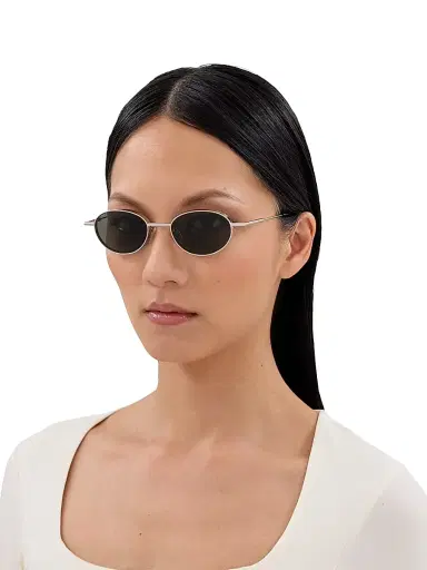 Alexander McQueen Men's Metal T-Bar 50MM Oval Sunglasses - Silver | Thumbnail 2 Alexander McQueen Men's Metal T-Bar 50MM Oval Sunglasses - Silver | Thumbnail 2