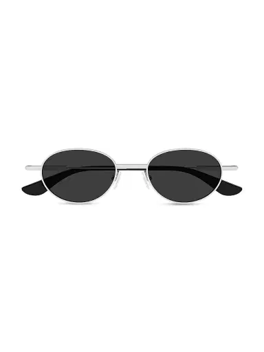 Alexander McQueen Men's Metal T-Bar 50MM Oval Sunglasses - Silver | Thumbnail 4 Alexander McQueen Men's Metal T-Bar 50MM Oval Sunglasses - Silver | Thumbnail 4