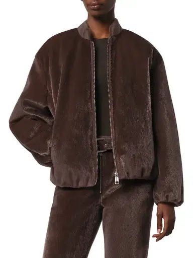 Apparis Women's Maris Faux Fur Bomber Jacket - Umber | Thumbnail 3 Apparis Women's Maris Faux Fur Bomber Jacket - Umber | Thumbnail 3