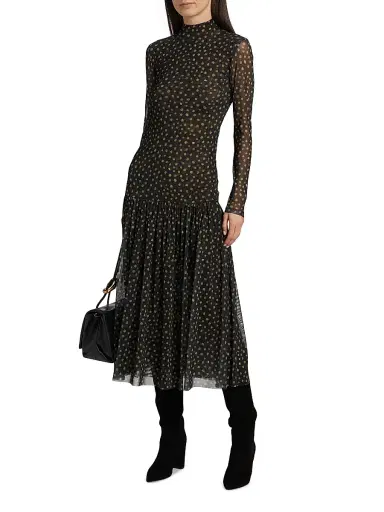 Misa Los Angeles Women's Leylani Polka Dot Midi-Dress - Golden Polka Dot - Size Small | Thumbnail 2