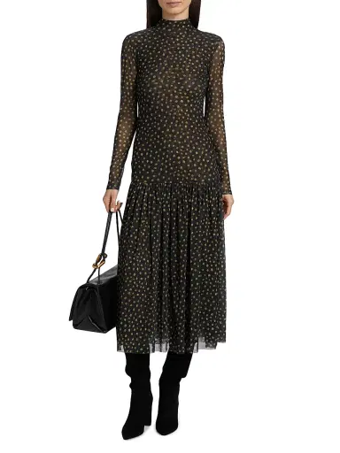 Misa Los Angeles Women's Leylani Polka Dot Midi-Dress - Golden Polka Dot - Size Small | Thumbnail 3