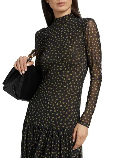 Misa Los Angeles Women's Leylani Polka Dot Midi-Dress - Golden Polka Dot - Size Small | Thumbnail 6