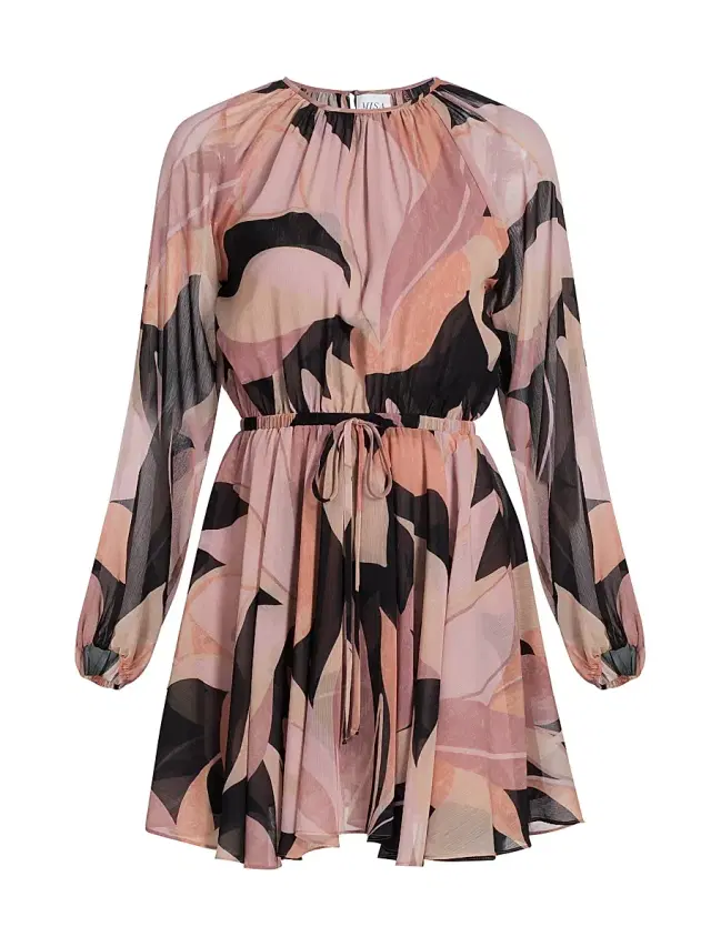 MISA Los Angeles Women's Anthea Abstract-Print Drawstring Minidress - Moody Abstract Floral
