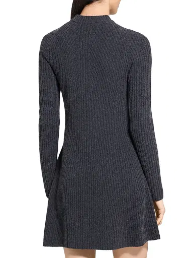 Theory Women's Traveling Rib-Knit Wool-Cashmere Minidress - Charcoal | Thumbnail 5