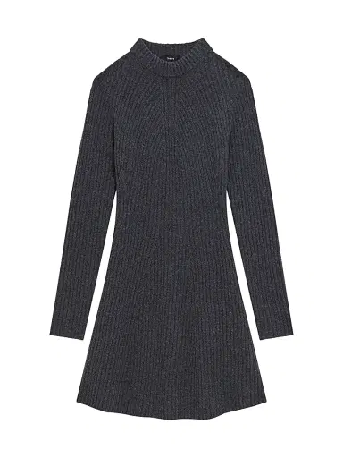 Theory Women's Traveling Rib-Knit Wool-Cashmere Minidress - Charcoal | Thumbnail 1