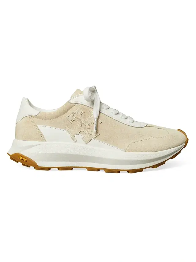 Women's Logo Suede Trainer Sneakers - Light Cream