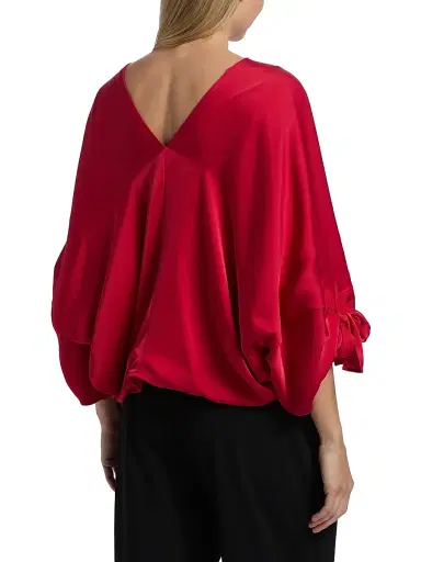 Ramy Brook Women's Krista Satin V-Neck Top - Scarlet Red | Thumbnail 5