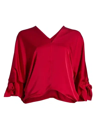 Ramy Brook Women's Krista Satin V-Neck Top - Scarlet Red | Thumbnail 1