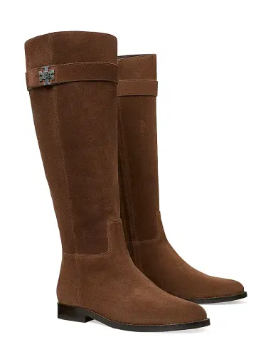 Tory Burch Women's Turnlock Suede Riding Boots - Dark Cocoa - Size 9.5 | Thumbnail 2