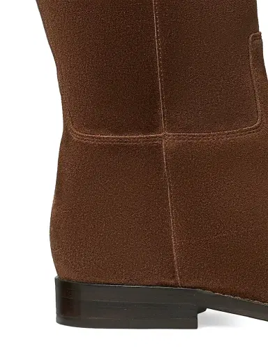 Tory Burch Women's Turnlock Suede Riding Boots - Dark Cocoa - Size 9.5 | Thumbnail 3