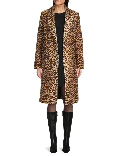 Milly Women's Leopard Double-Breasted Coat | Thumbnail 2 Milly Women's Leopard Double-Breasted Coat | Thumbnail 2