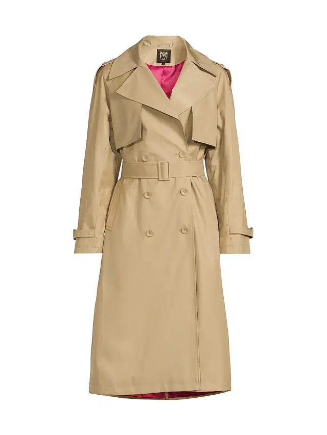 Milly Women's Double-Breasted Belted Trench Coat - Khaki