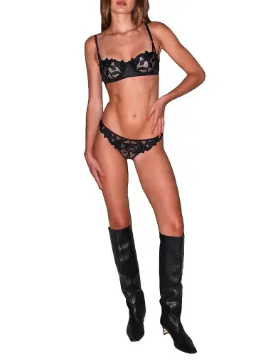 Fleur du Mal Women's Lily Embroidered Mesh Balconette Bra - Black - Size 38B | Thumbnail 2 Fleur du Mal Women's Lily Embroidered Mesh Balconette Bra - Black - Size 38B | Thumbnail 2
