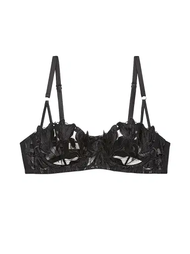 Fleur du Mal Women's Lily Embroidered Mesh Balconette Bra - Black - Size 38B | Thumbnail 1 Fleur du Mal Women's Lily Embroidered Mesh Balconette Bra - Black - Size 38B | Thumbnail 1