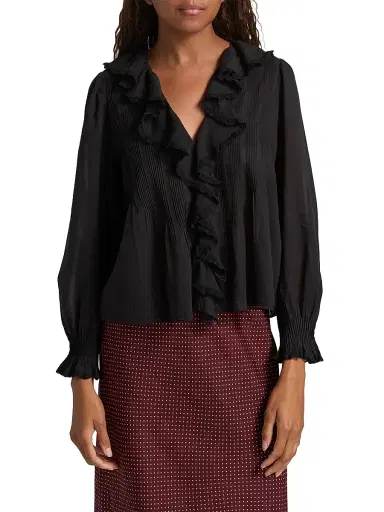 DÔEN Women's Hardy Ruffled Cotton Top - Black - Size XS | Thumbnail 3 DÔEN Women's Hardy Ruffled Cotton Top - Black - Size XS | Thumbnail 3