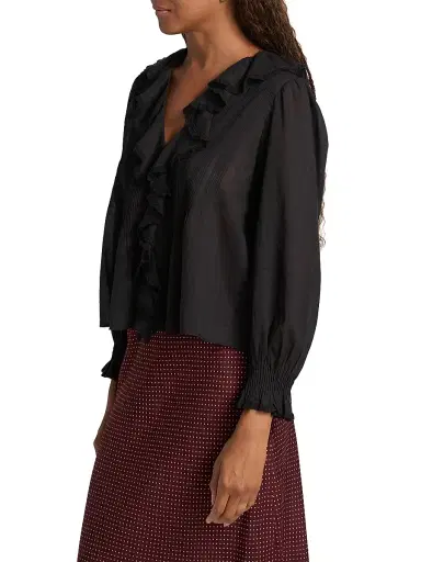 DÔEN Women's Hardy Ruffled Cotton Top - Black - Size XS | Thumbnail 4 DÔEN Women's Hardy Ruffled Cotton Top - Black - Size XS | Thumbnail 4
