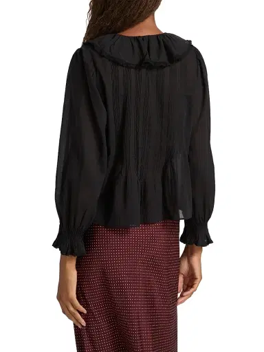 DÔEN Women's Hardy Ruffled Cotton Top - Black - Size XS | Thumbnail 5 DÔEN Women's Hardy Ruffled Cotton Top - Black - Size XS | Thumbnail 5