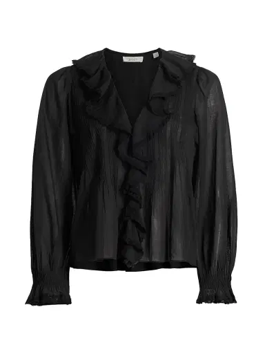 DÔEN Women's Hardy Ruffled Cotton Top - Black - Size XS | Thumbnail 1 DÔEN Women's Hardy Ruffled Cotton Top - Black - Size XS | Thumbnail 1