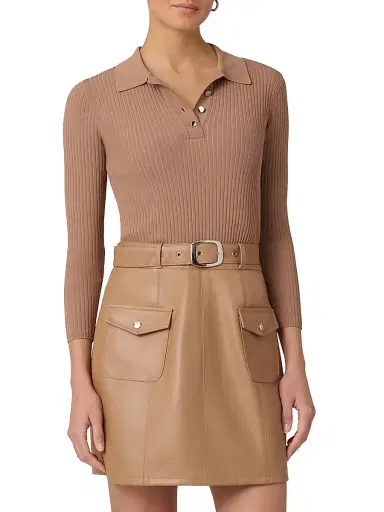 Shoshanna Women's Melinda Mixed Media Minidress - Camel - Size XL | Thumbnail 2