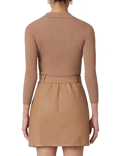 Shoshanna Women's Melinda Mixed Media Minidress - Camel - Size XL | Thumbnail 3