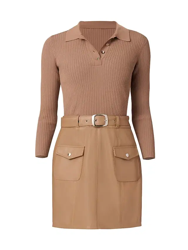 Shoshanna Women's Melinda Mixed Media Minidress - Camel - Size XL