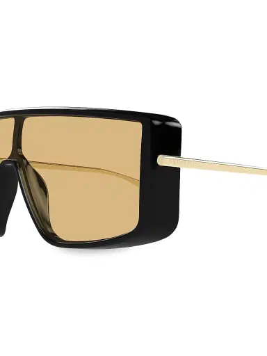 Alexander McQueen Women's T-Bar Visor 99MM Rectangular Sunglasses - Black Brown | Thumbnail 4