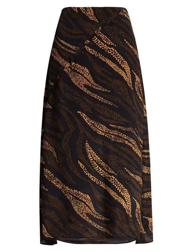 Maria Cher Women's Bowie Mara Printed Crepe A-Line Midi-Skirt - Brown