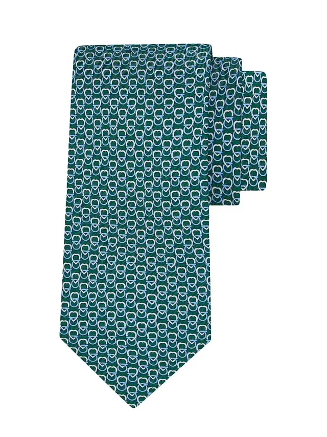 Men's Gancio Heart Silk Tie - Verde Bosco