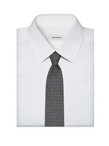 Ferragamo Men's Aosta Gancio Woven Silk Tie | Thumbnail 2 Ferragamo Men's Aosta Gancio Woven Silk Tie | Thumbnail 2