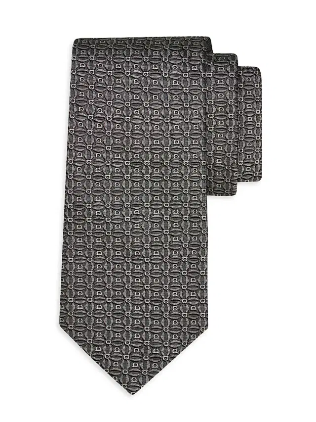 Men's Aosta Gancio Woven Silk Tie - Grigio Nero