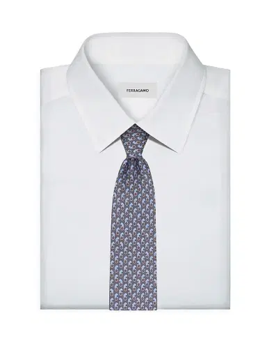 Ferragamo Men's Ambra Animal-Print Silk Tie - Grigio Rosa | Thumbnail 2