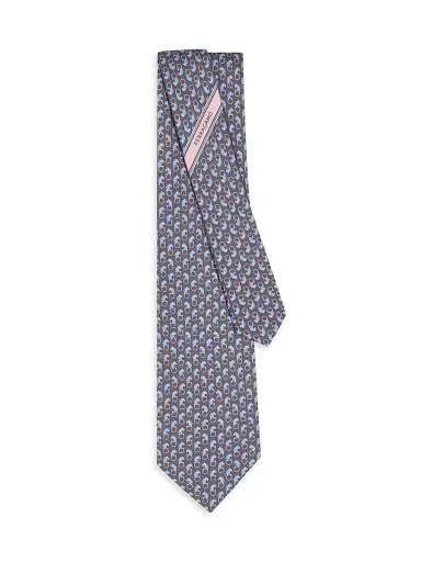 Ferragamo Men's Ambra Animal-Print Silk Tie - Grigio Rosa | Thumbnail 3