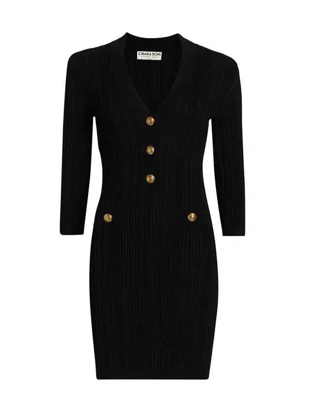 Chiara Boni La Petite Robe Women's Nuj Pepper Rib-Knit Minidress - Nero
