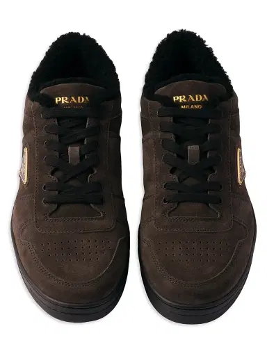 Prada Men's Downtown Suede Sneakers - Dark Brown | Thumbnail 2