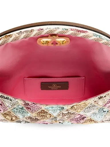 Valentino Garavani Women's Vain Soft Small Top Handle Bag with Rhombelle Embroidery - Multicolored | Thumbnail 3 Valentino Garavani Women's Vain Soft Small Top Handle Bag with Rhombelle Embroidery - Multicolored | Thumbnail 3