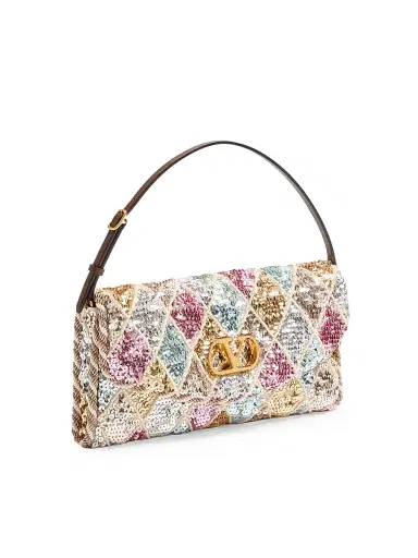 Valentino Garavani Women's Vain Soft Small Top Handle Bag with Rhombelle Embroidery - Multicolored | Thumbnail 4 Valentino Garavani Women's Vain Soft Small Top Handle Bag with Rhombelle Embroidery - Multicolored | Thumbnail 4