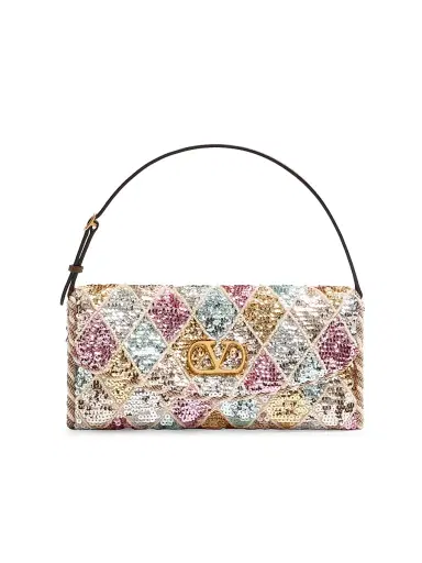 Valentino Garavani Women's Vain Soft Small Top Handle Bag with Rhombelle Embroidery - Multicolored | Thumbnail 1 Valentino Garavani Women's Vain Soft Small Top Handle Bag with Rhombelle Embroidery - Multicolored | Thumbnail 1