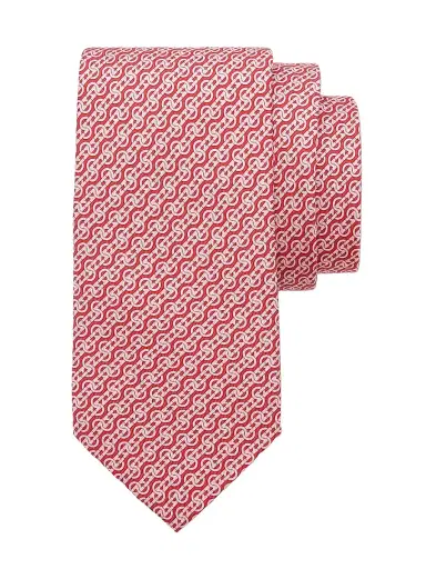 FERRAGAMO Men's Trofeo Silk Tie - Rosso Rosa | Thumbnail 1 FERRAGAMO Men's Trofeo Silk Tie - Rosso Rosa | Thumbnail 1