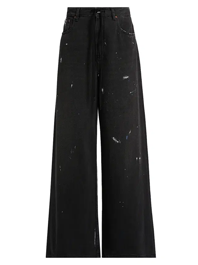 MM6 Maison Margiela Women's Paint Splatter Wide Leg Jeans - Black
