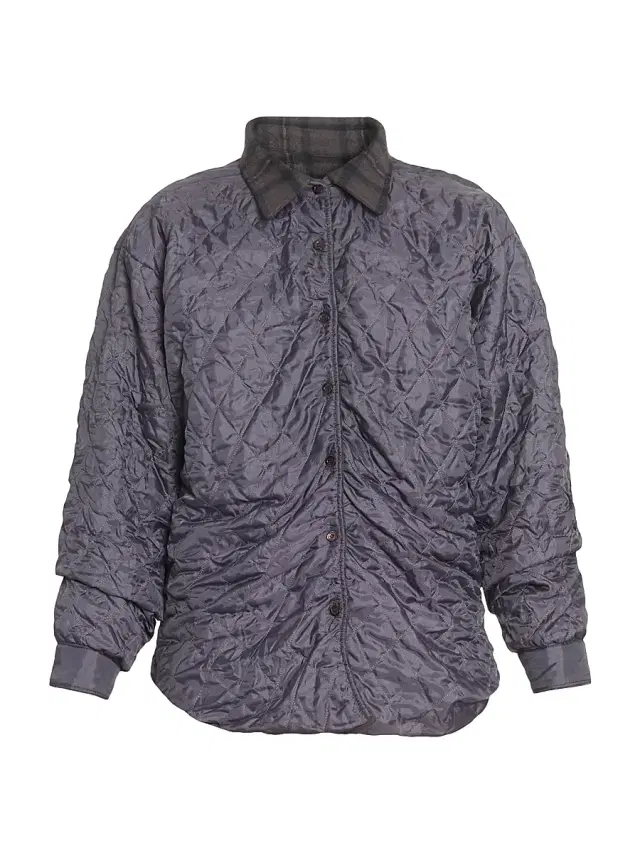 Maison Margiela Women's Quilted Curved Shirt Jacket - Anthracite Brown Check