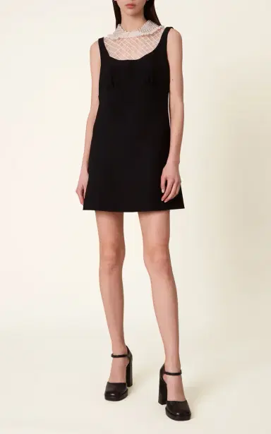 Miu Miu Embellished Organza-Detailed Cady Mini Dress | Thumbnail 2 Miu Miu Embellished Organza-Detailed Cady Mini Dress | Thumbnail 2