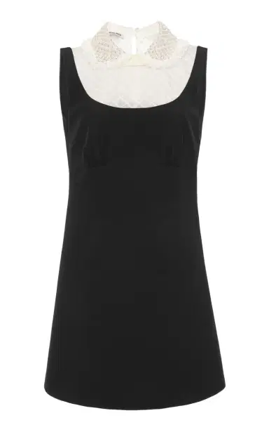 Miu Miu Embellished Organza-Detailed Cady Mini Dress | Thumbnail 1 Miu Miu Embellished Organza-Detailed Cady Mini Dress | Thumbnail 1
