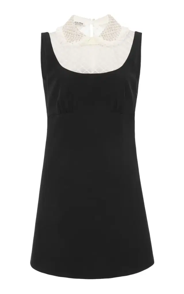 Miu Miu Embellished Organza-Detailed Cady Mini Dress