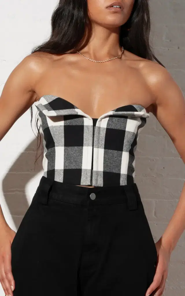 Layne Strapless Cotton Top - Black/white