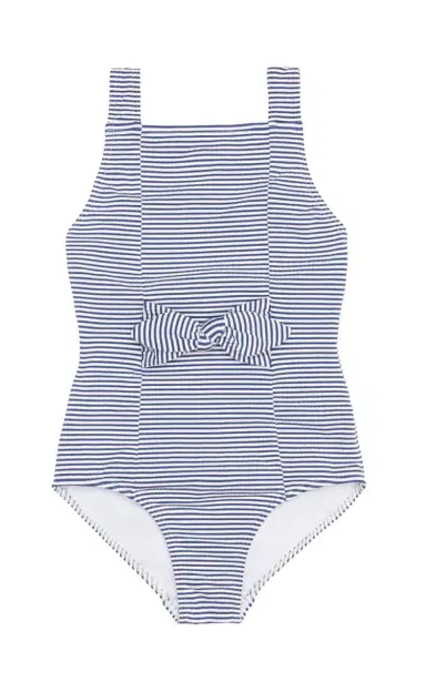 Minnow Girls Harbor Stripe Tie-Front One Piece | Thumbnail 4