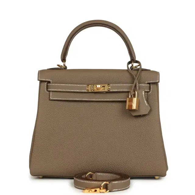 hermes Hermes Kelly Retourne 25 Etoupe Togo Gold Hardware