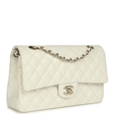 Chanel Pre-owned Chanel Medium Classic Double Flap White Caviar Light Gold Hardware | Thumbnail 2 Chanel Pre-owned Chanel Medium Classic Double Flap White Caviar Light Gold Hardware | Thumbnail 2